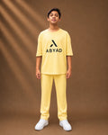 Printed T-Shirt & Split-hem Trousers - A