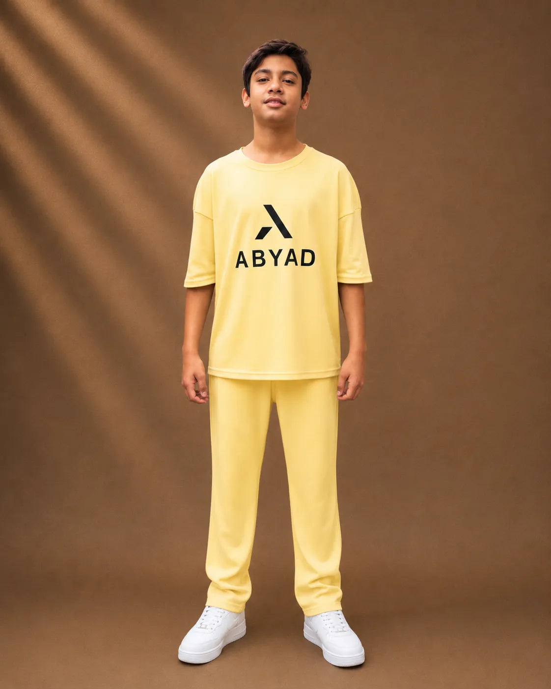 Printed T-Shirt & Split-hem Trousers - A