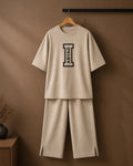 Printed T-Shirt & Split-hem Trousers - I