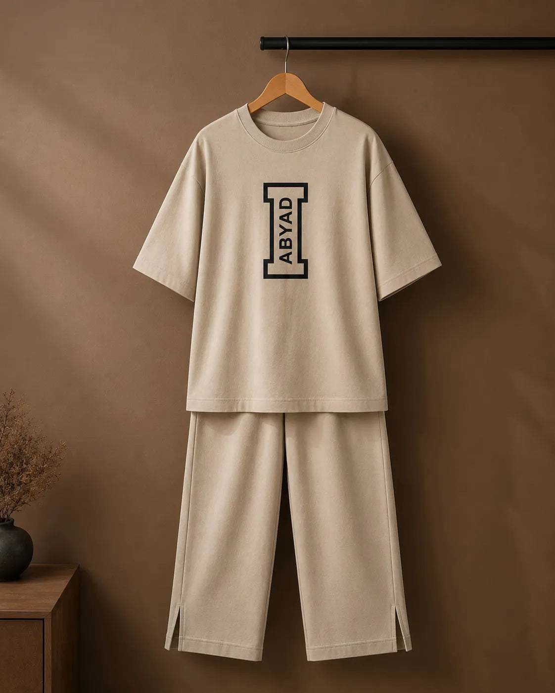 Printed T-Shirt & Split-hem Trousers - I
