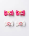 Floral & Star Ribbon Bow Clips (4-Piece Set)