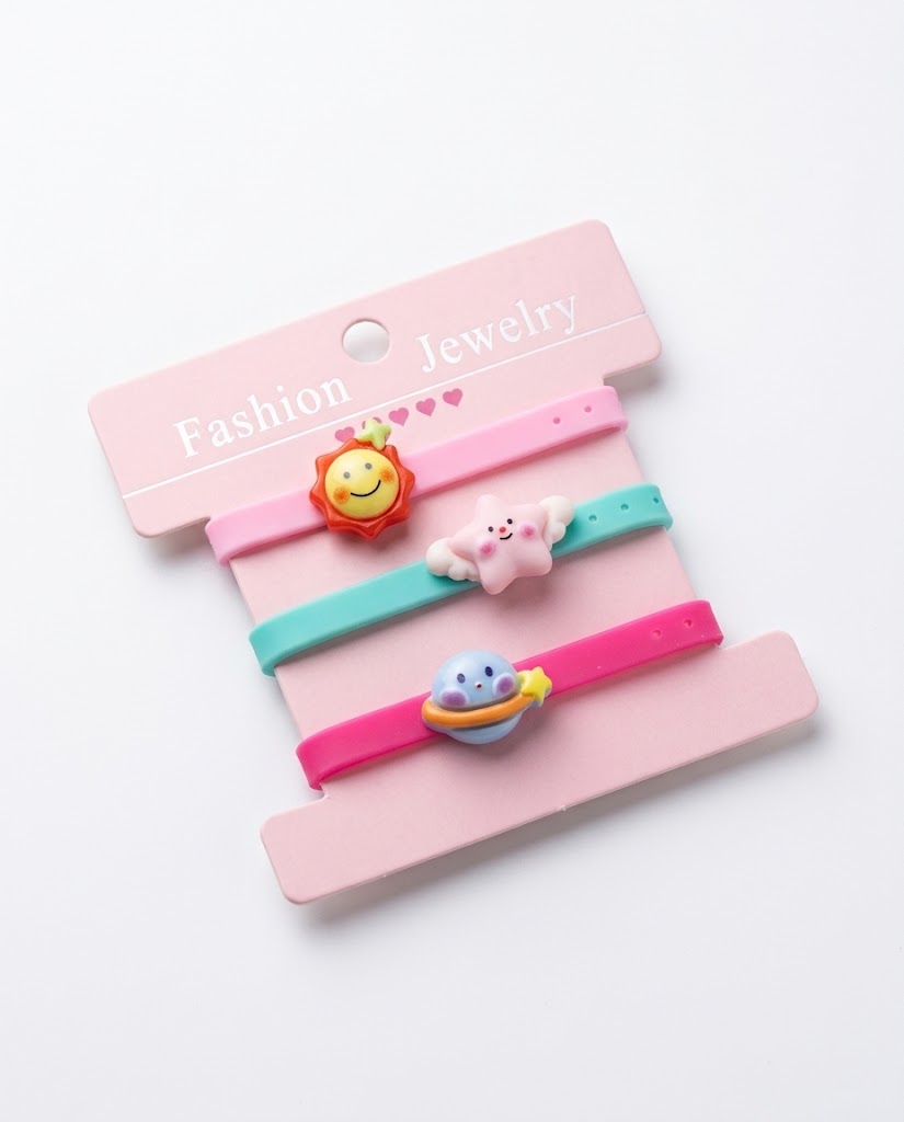 Kawaii Charm Silicone Wristband Trio