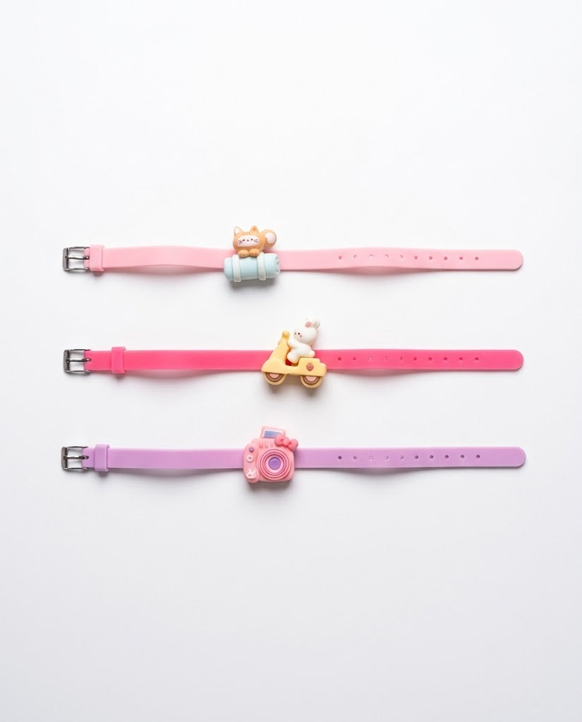 Kawaii Charm Silicone Wristband Trio
